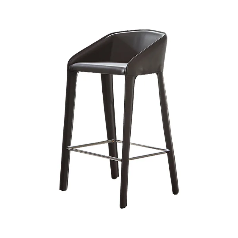 

Bar Chair Home Saddle Leather Armchair Black High-end Bar High Chair Modern Simple Bar Chair