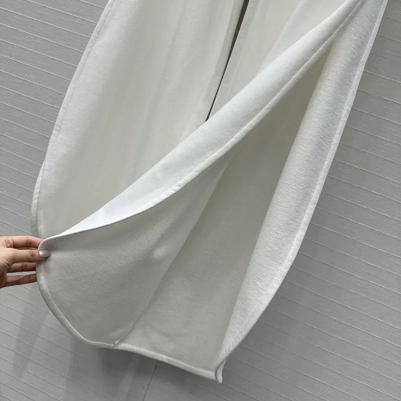 Pantaloni casual da donna, pantaloni con elastico in vita con coulisse e orlo diviso, pantaloni a gamba larga in puro cotone di alta qualità, 2026, primavera, y2k