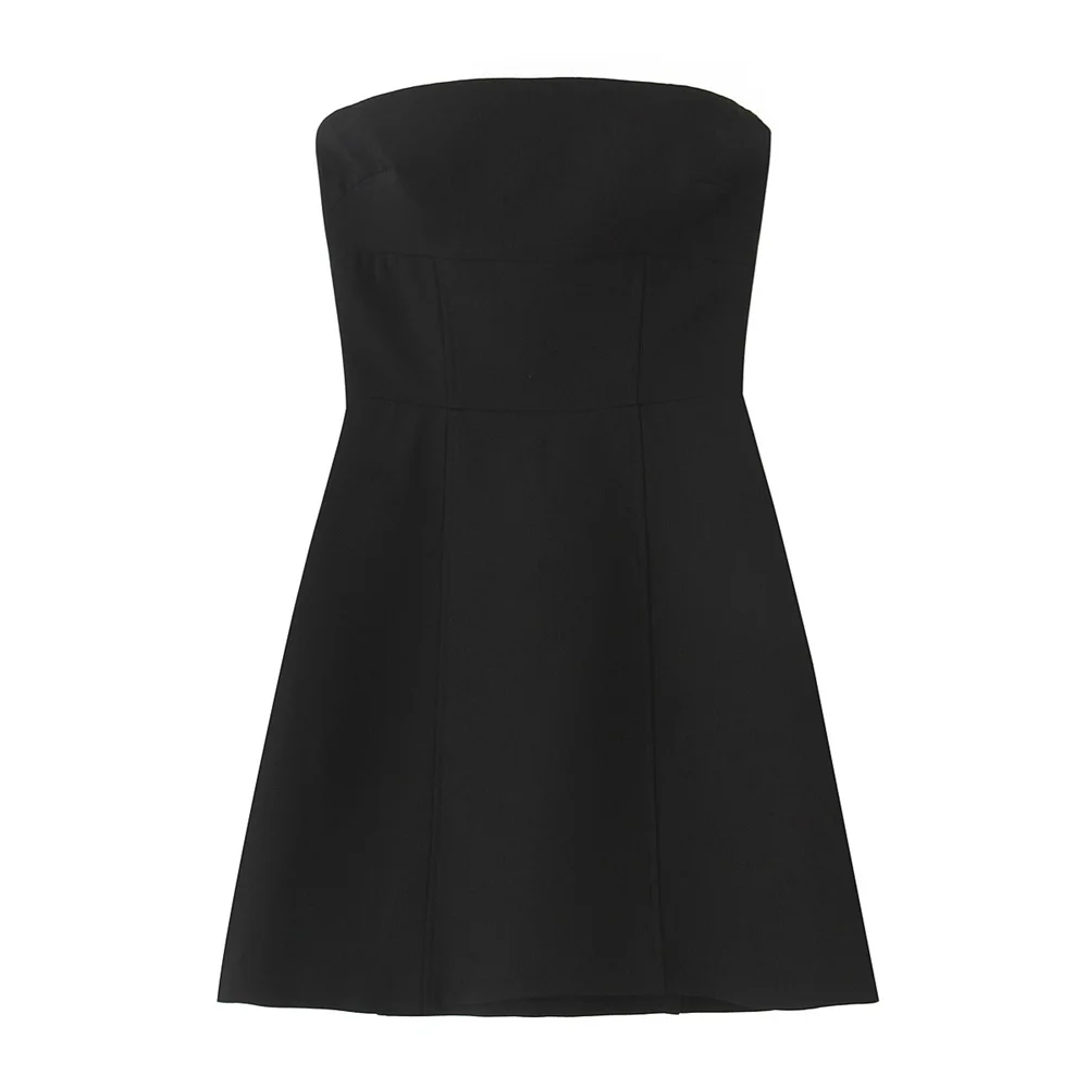 women's bow embellished strapless dress solid color backless decoration spring/summer new women's clothing