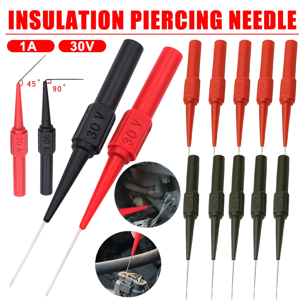 2-10PCS Piercing Needle Diagnostic Tools Multimeter Test Lead Extention Back Piercing Needle Tip Probes Autotools Automotive Kit