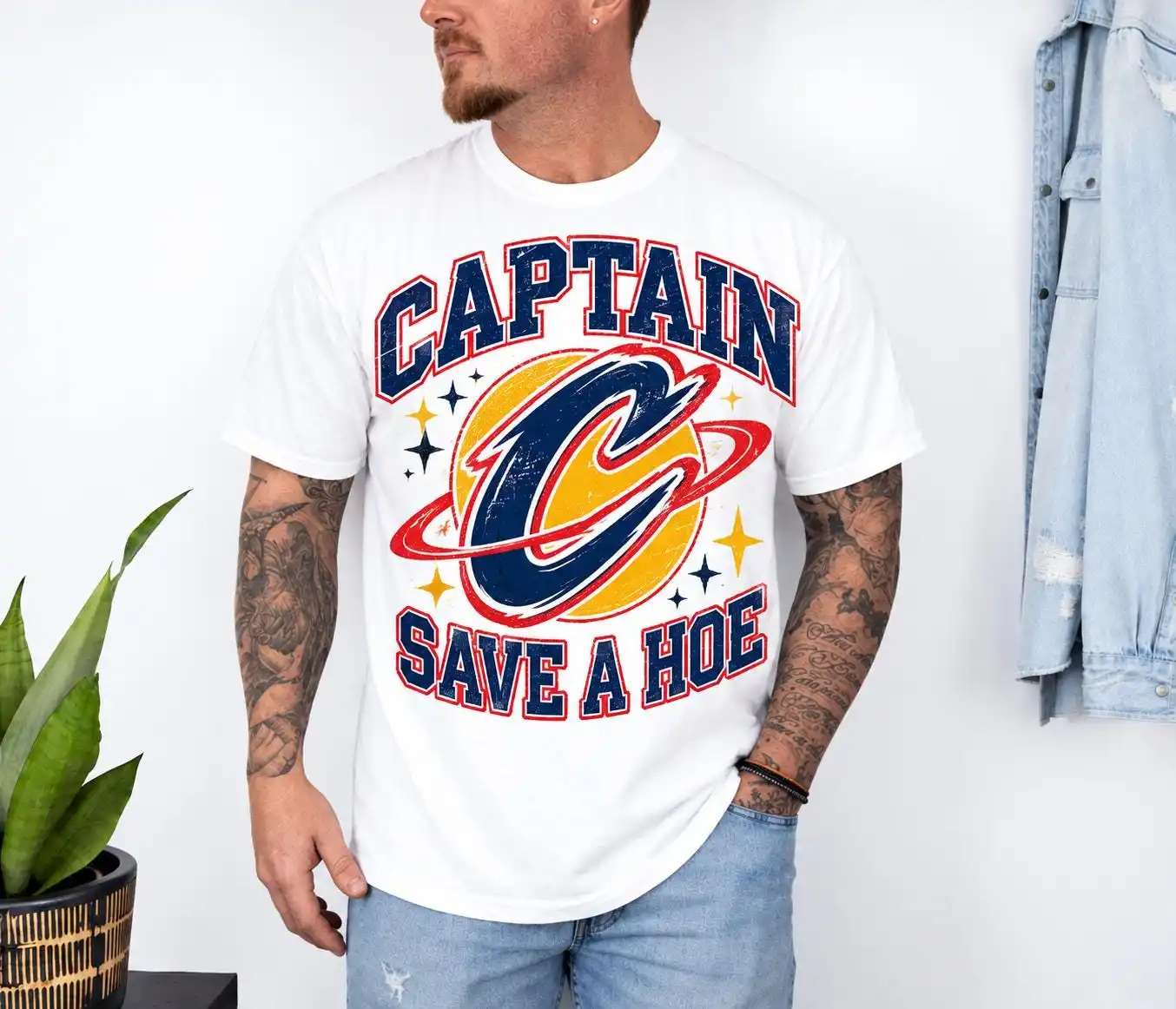 Funny Slogan “Captain Save A Hoe” T-Shirt Men Women Unisex Party Tee Distressed Cartoon Bunny Print Summer O-Neck Short Sleeve