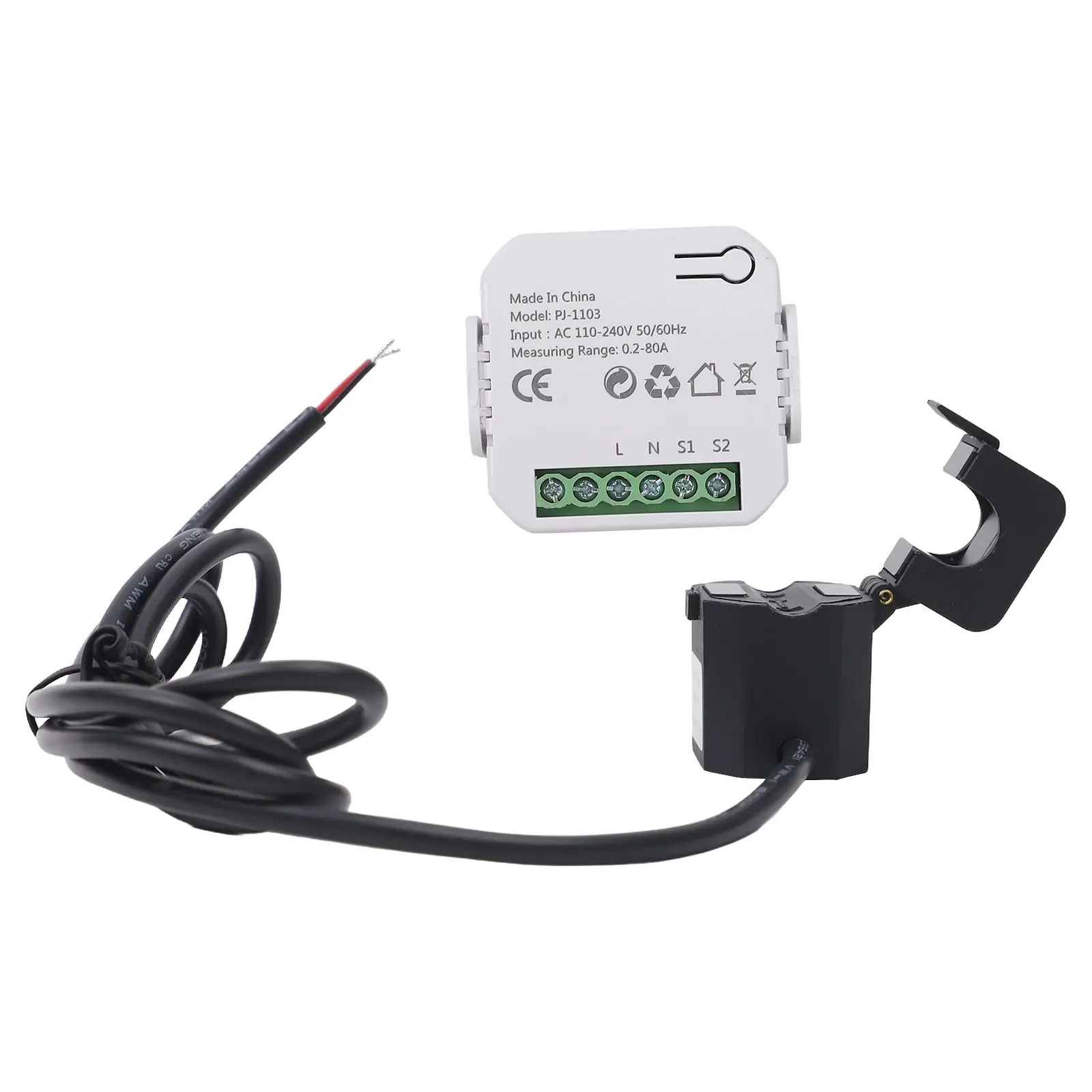 for Smart Life WiFi Energy Meter 80A With Current Transformer Clamp KWh for Power Monitor Electricity Statistics 100-240V AC