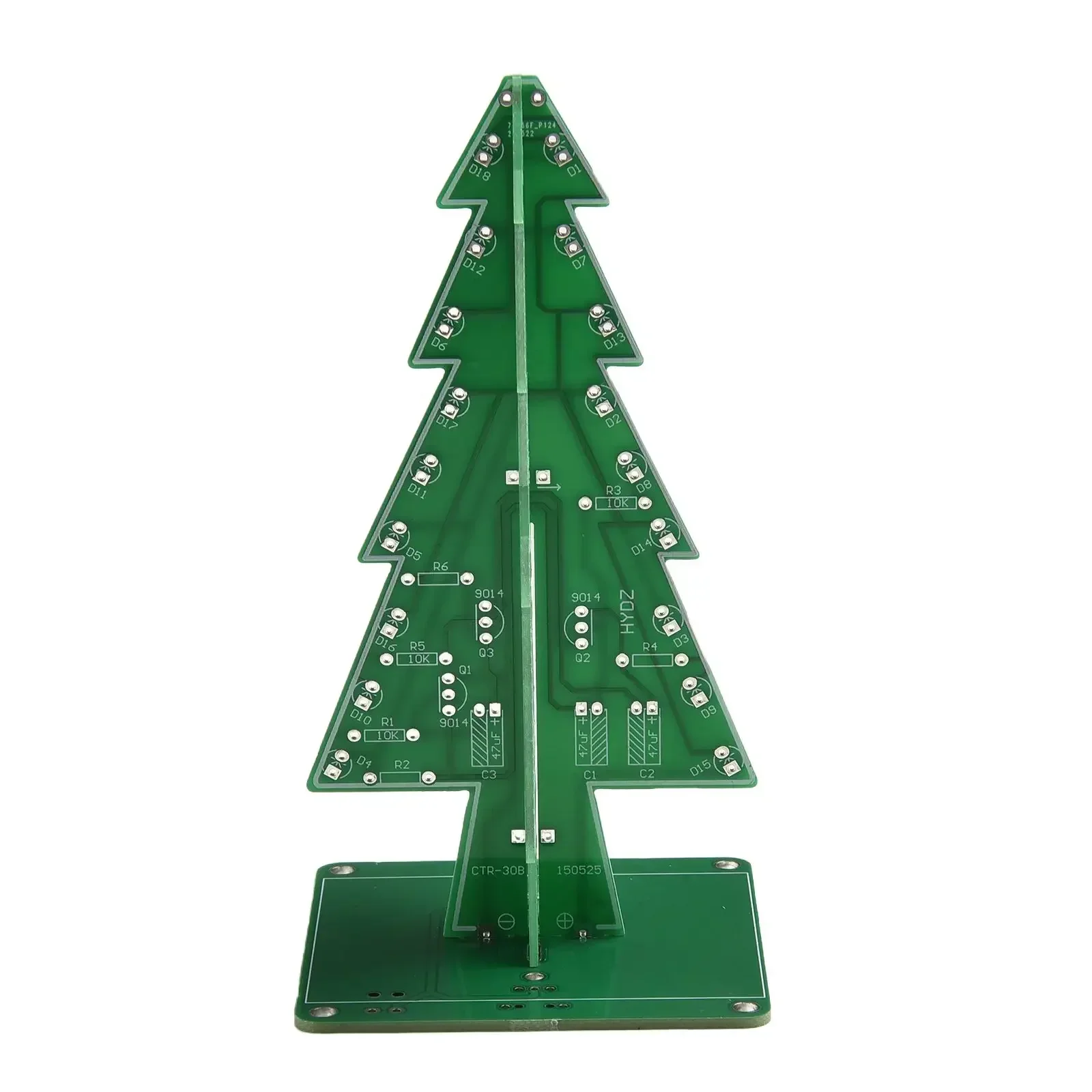 3D LED Christmas Flash Circuit DIY Kit Three-Dimensional Christmas Tree Electronic Fun Kit 60*60*136mm DC4.5-5V LCD Display Modu