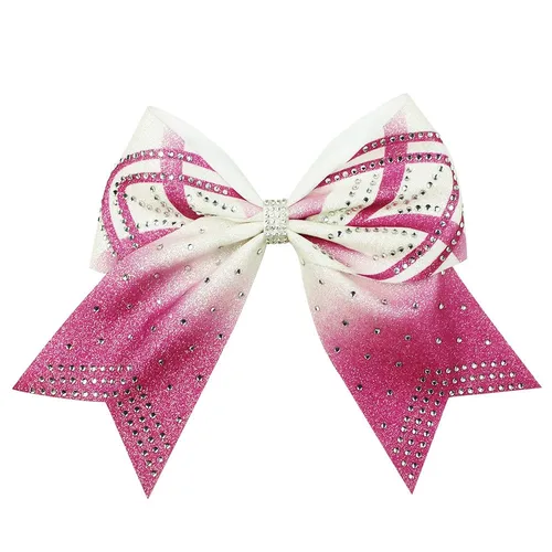 12 unids/lote, lazo de animación de diamantes sublimado personalizado, venta al por mayor, diseño de cristal de diamantes de imitación para bolsa de animadora y ropa de gimnasia