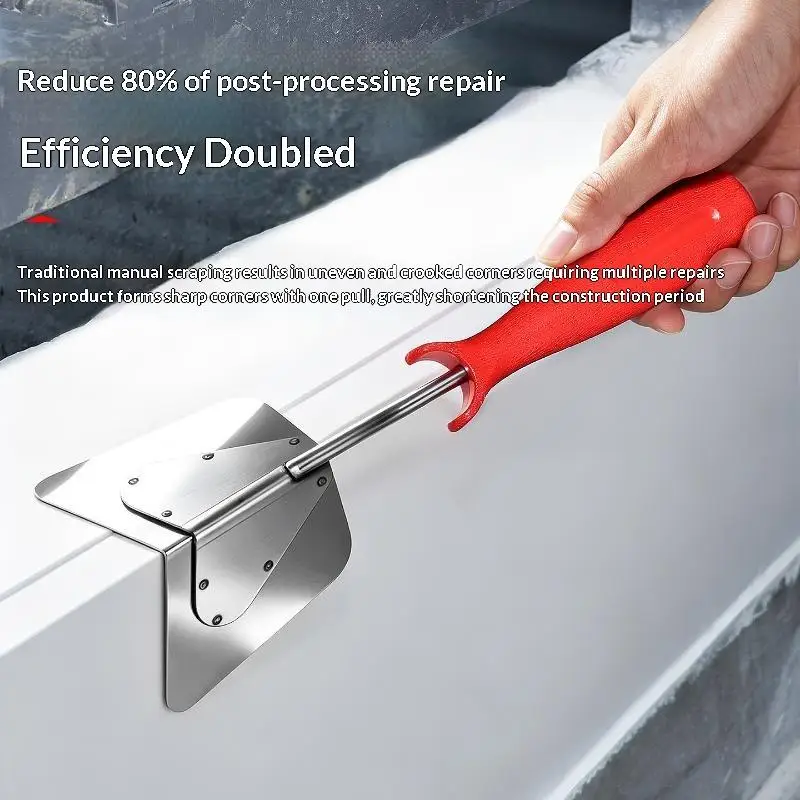 Stainless Steel Inside Outside Corner Trowel Smooth Scraping Edge Non Slip Grip For Wall Plastering Home Renovation