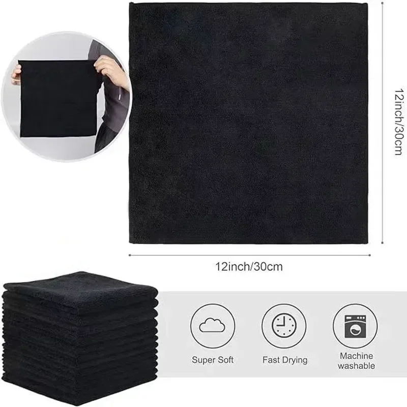 Black Ultrafine Fiber Cloths Household Rag Car Clean Polyester Cotton Quick Drying Duster Kitchen Towel Dish Cloth Scouring Pad