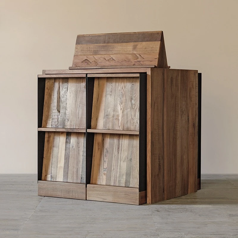 Japanese style bookstore wooden bookshelf newspaper shelf bookcase vintage designer café display shelf