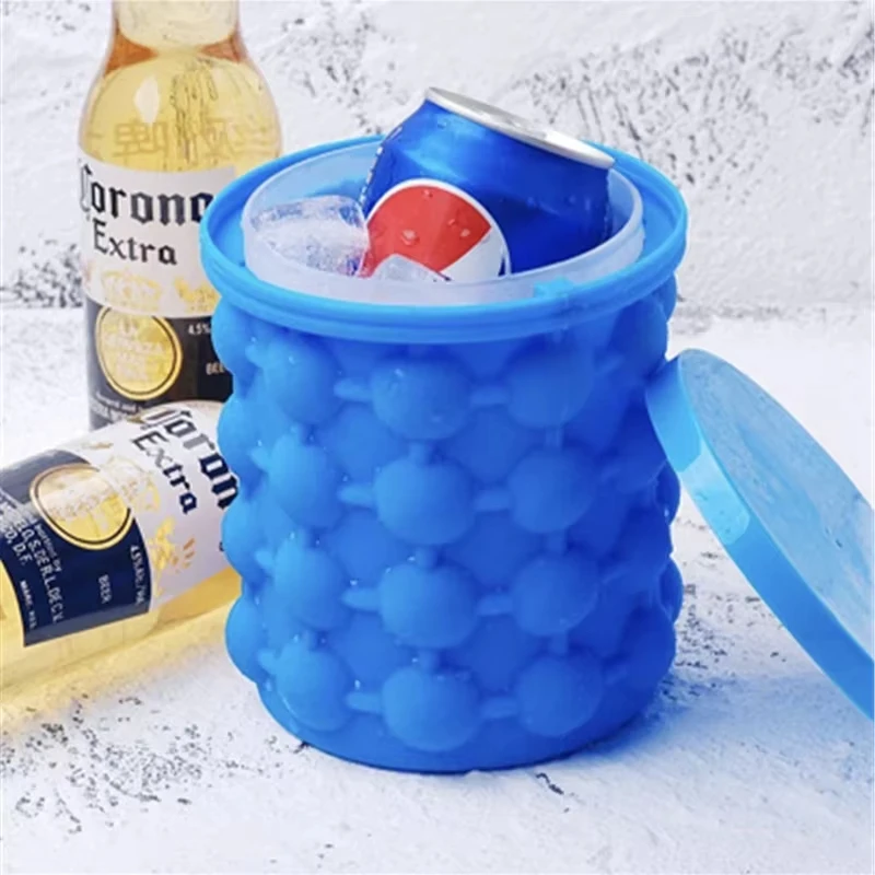 1-3pcs Ice Cube Mold Ice Tray Large Silicone Ice Bucket (2-In-1) Round Ice Bucket For Bars Clubs Restaurants Kitchen Drink Tools