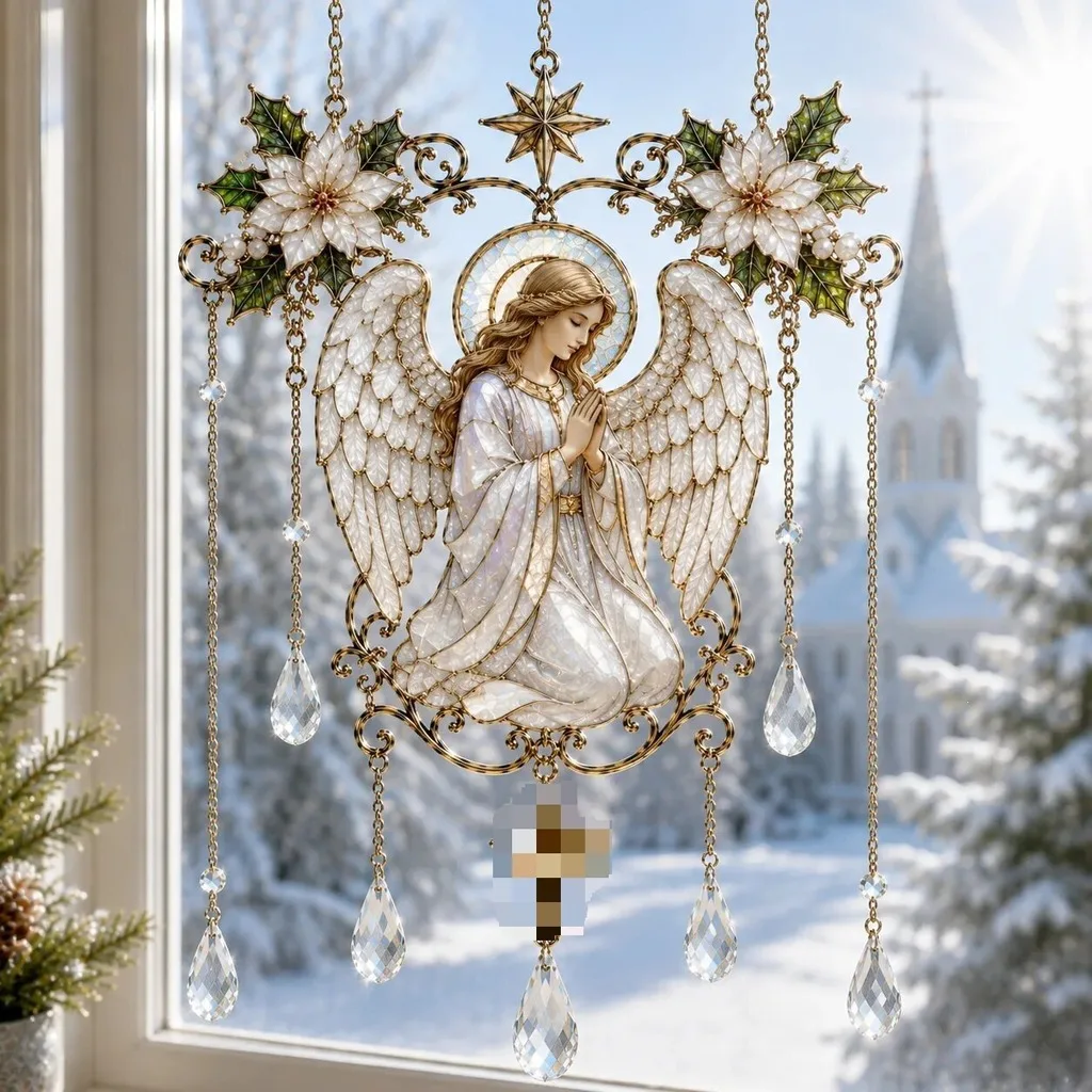Window Hanging Suncatcher Sparkling Stained Glass Suncatcher Glass And Metal Hanging Ornament Neo-Classical Garden Suncatcher