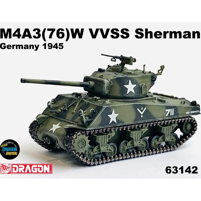 DRAGON ARMOR 1/72 M4A3(76)W VVSS Sherman Germany 1945 Model Tank 63142 Soldier Vehicle Collection In Stock