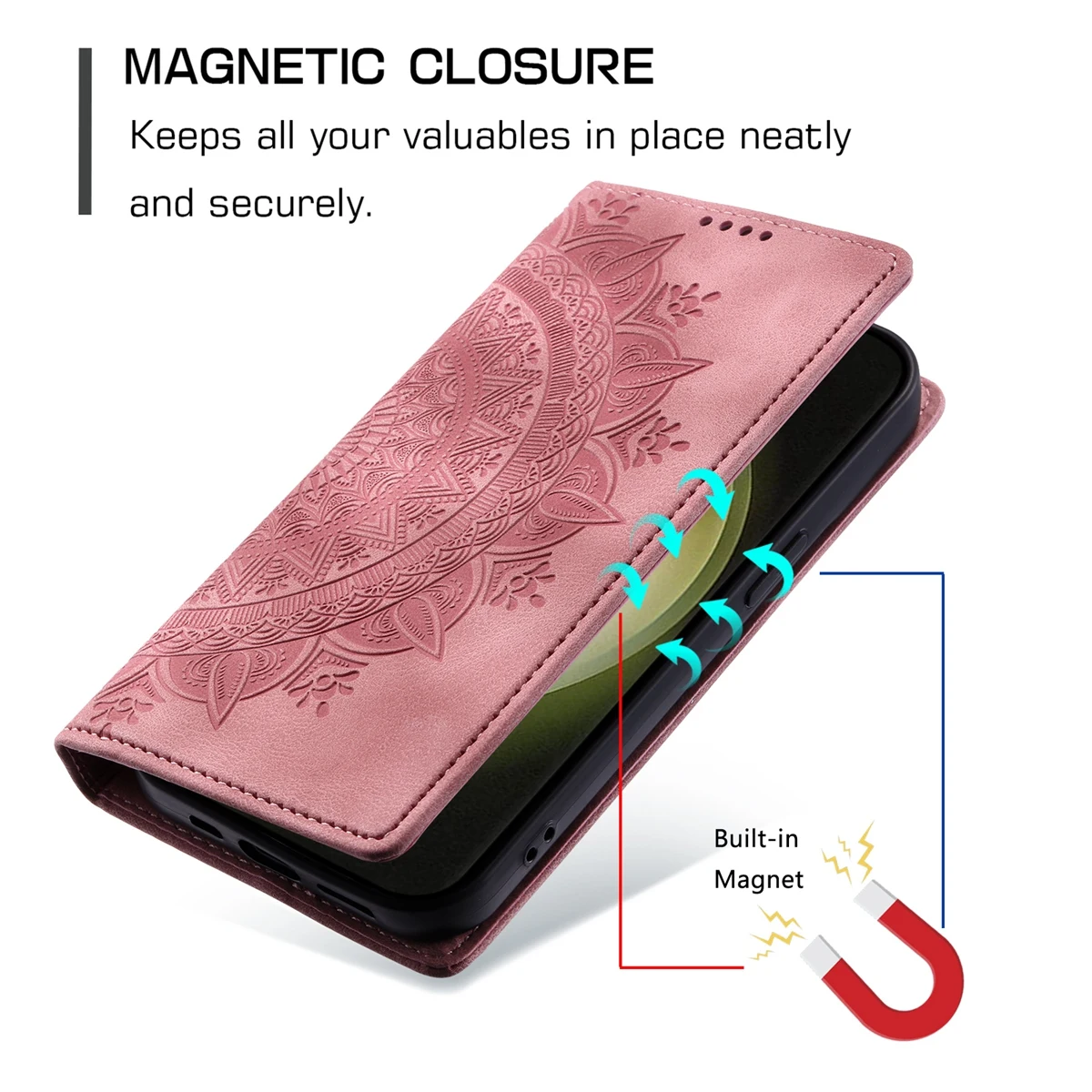 Embossed Totem Card Slots Wallet Case for Samsung Galaxy S24 Ultra S23 Ultra S24 S23 S22 S21 S20 Magnetic Leather Flip Cover