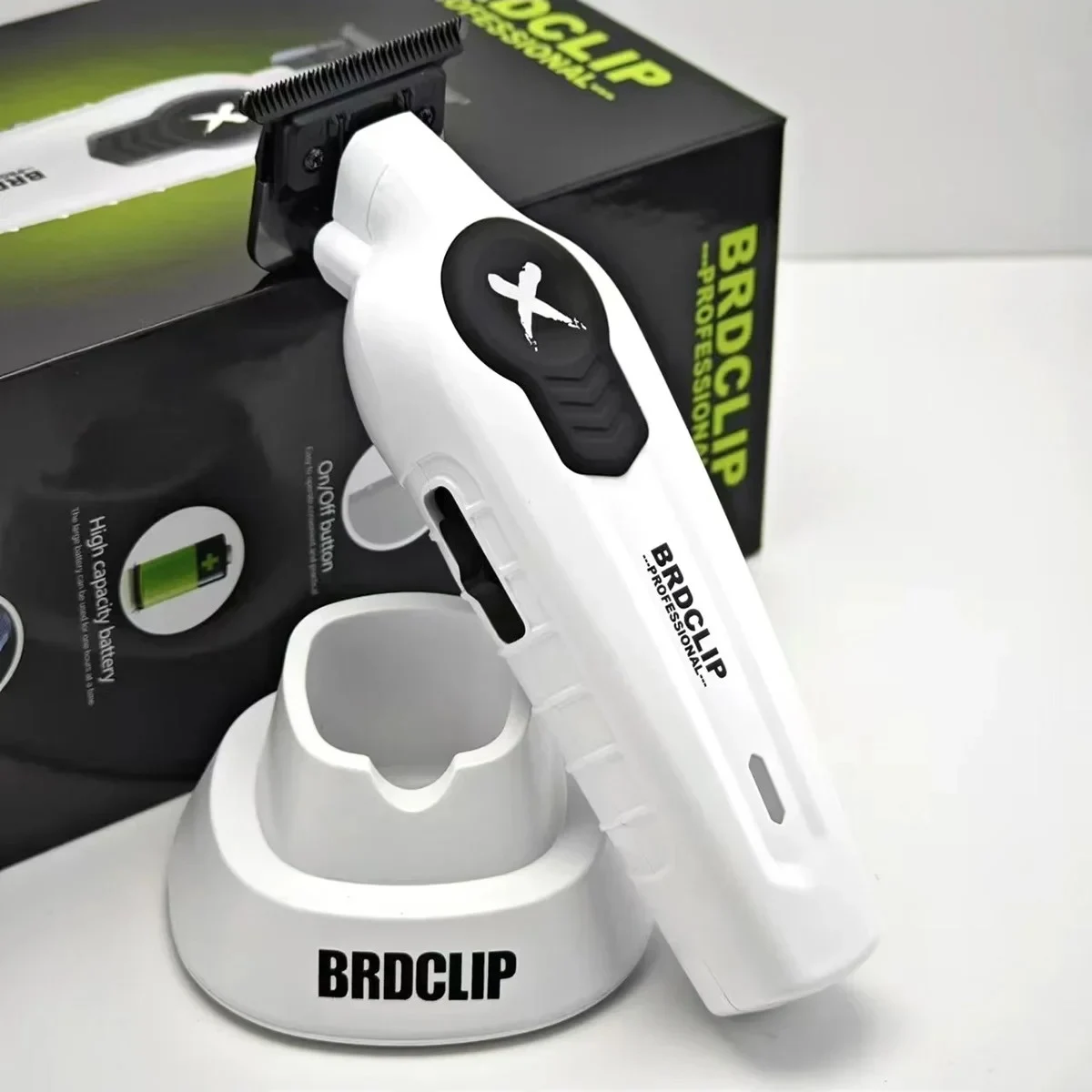BRDCLIP X Series Профессиональный триммер для волос FA1T Белый станок для резьбы по градиенту 7700 об/мин с основанием Подходит для мужской машинки для стрижки волос BRDCLIP X Series Профессиональный триммер для волос FA1T Белый станок для резьбы по градиенту 7700 об/мин с основанием Подходит для мужской машинки для стрижки волос