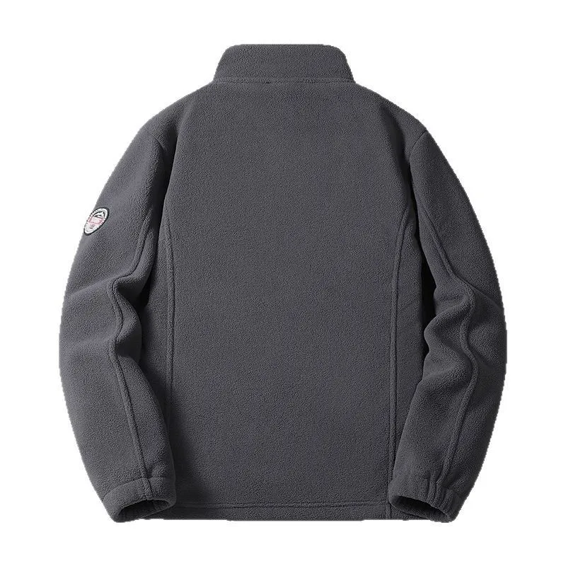 Men's Polar Fleece Jacket Thickened Fleece Cardigan Middle-Aged Stand-Up Collar Warm Autumn Winter Outerwear