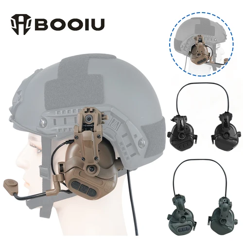 Imagen 1 del producto Auriculares Tácticos BOOIU para Casco, Interfaz de 3.5mm, Auriculares de Captación, Comunicación para Entrenamiento Táctico, Orejeras de Protección Auditiva