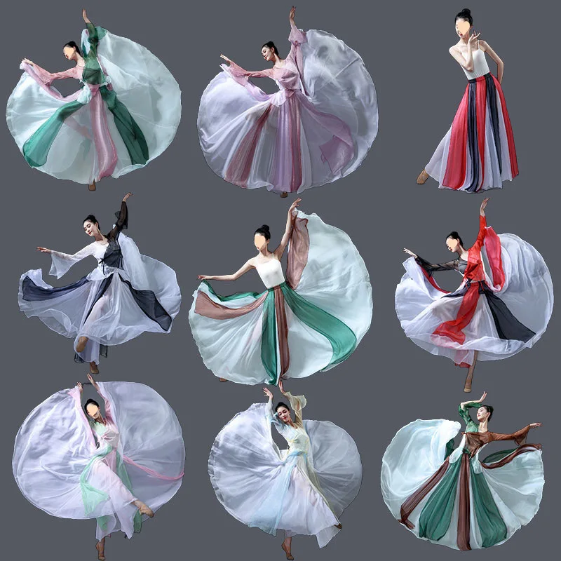 

New Classical Dance Clothes Women's Gauze Clothes Chinese Dance Swing Skirt Dancing Practice Clothes Performance