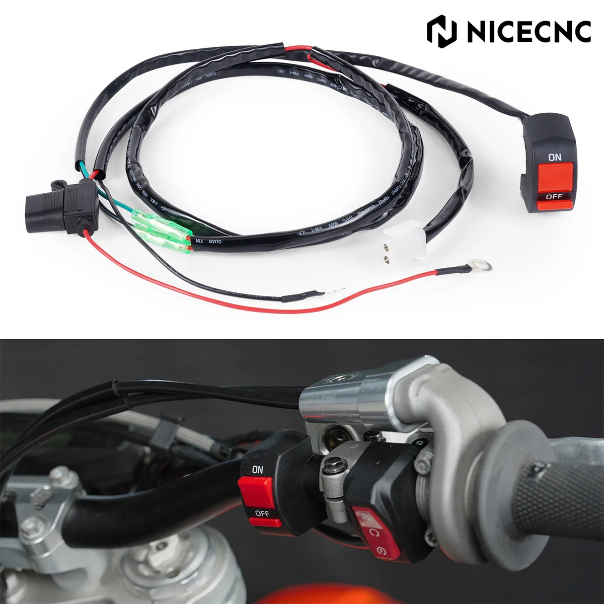 

NICECNC For 2025 Husqvarna TC 125 150 FC 250 TX 300 FX 350 FX 450 2017-2025 Motorcycle Radiator Fan Cable Fused 10A Switch Kit