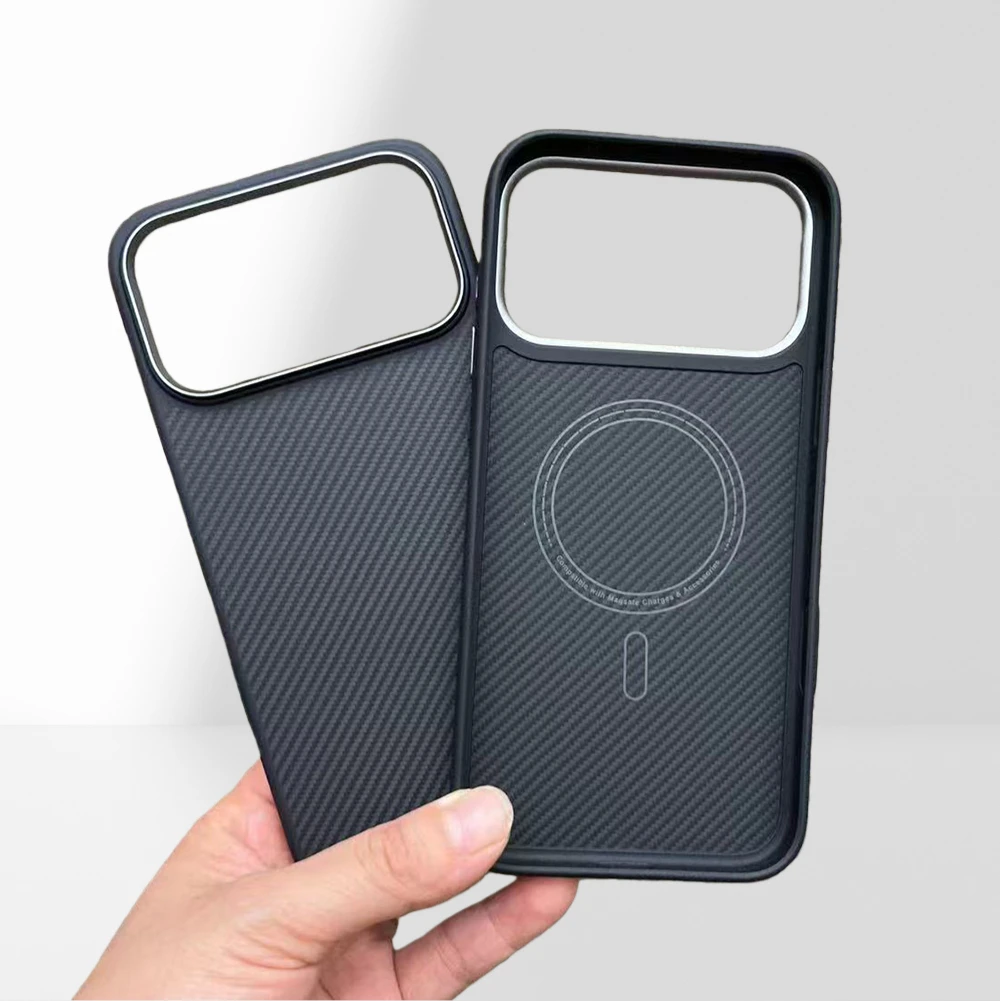 

Real Carbon Fiber Case for iPhone 17 Pro/ 17Pro Max /iphone 17 Air for Magsafe case Magnetic Aramid Fiber Tpu Edge Phone Cover