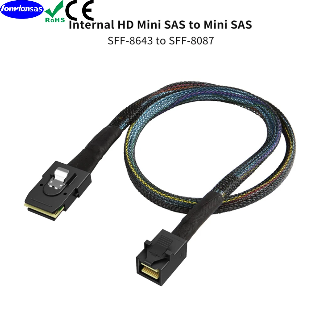 12G Internal Mini SAS HD SFF-8643 toSFF-8087(36Pin) Cable, 100 Ohm, Flexible, Support RAID, PCIE Controller 0.5m/1.0m