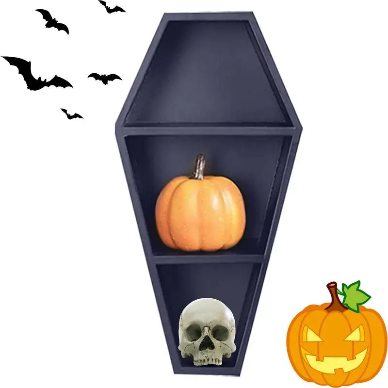 Gothic Style Coffin Storage Rack for Haunted House Coffin Model Shelf Bathroom Desktop Ornaments Prank Candy Box Halloween Props