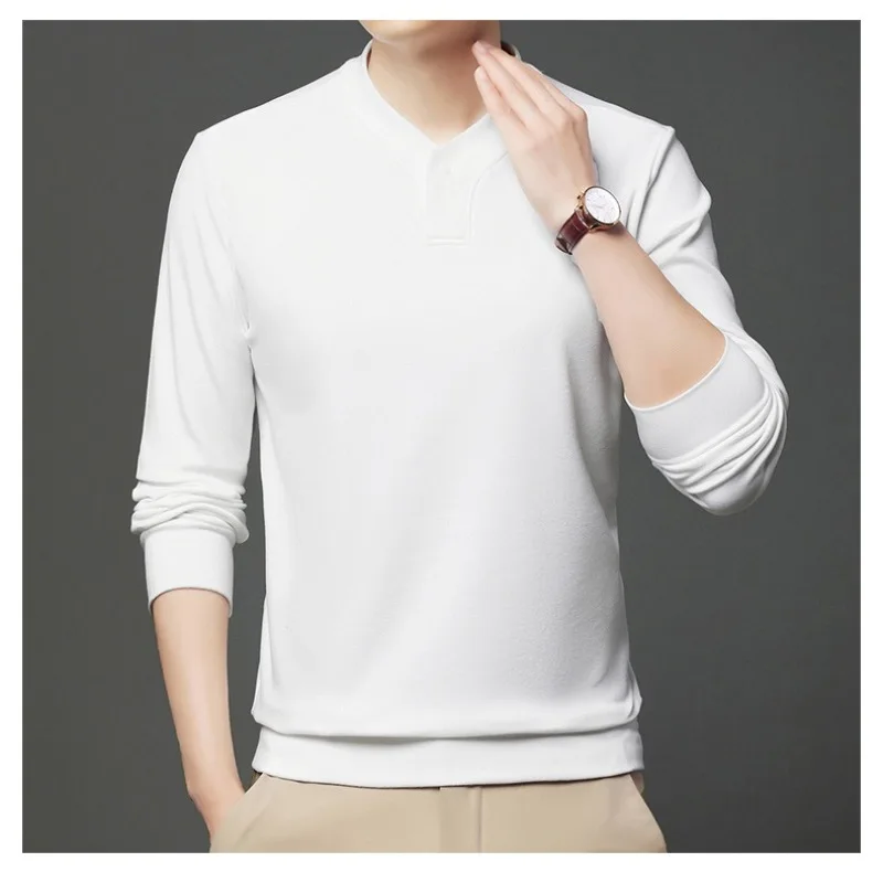 Men's New Velvet T-Shirts Double-sided Thermal Fleece Pullovers Sweatshirts Warm Winter Premium Man's Casual Long Sleeve Clothes