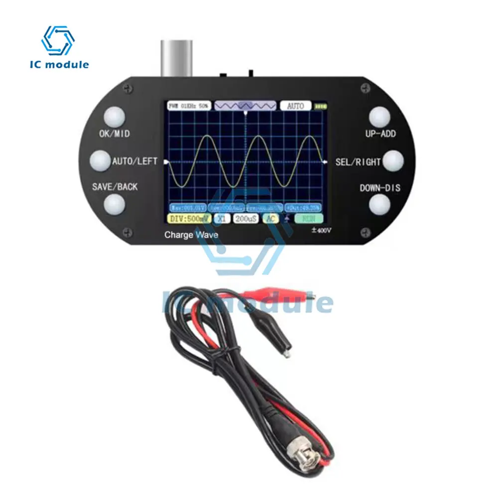 Mini Digital Oscilloscope 2.5Mhz Sampling Rate 200Khz Bandwidth Support AUTO 80Khz Portable Oscilloscope for Electronic DIY