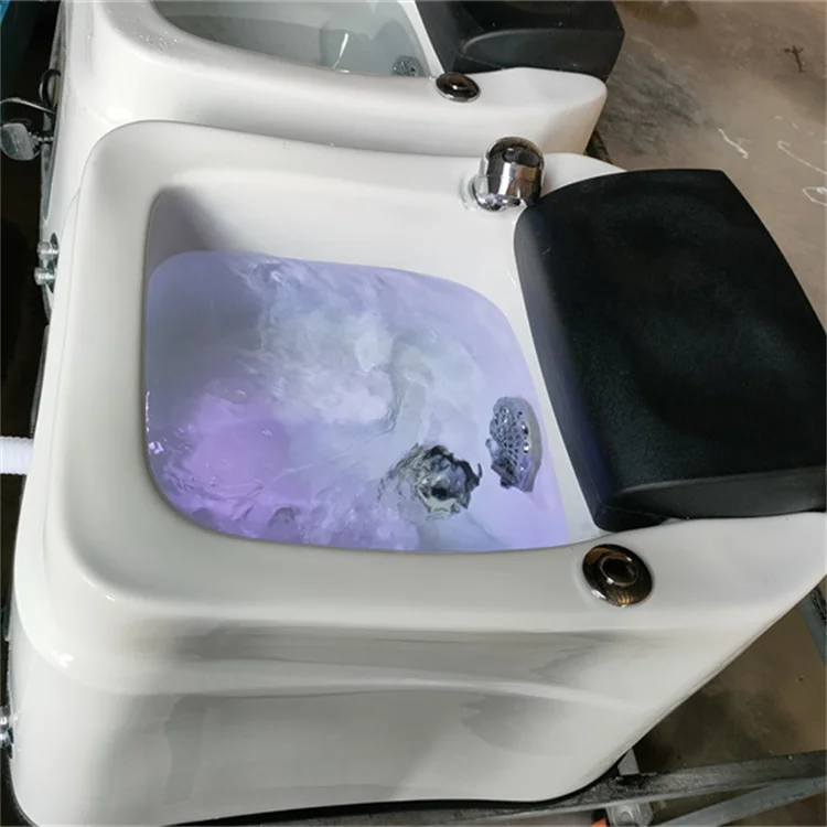 Kisen High Quality Small White Foot Washing Basin Bowl Pedicure For Spa Beauty Salon With LED Lights Surf Pump Pedal For Sale