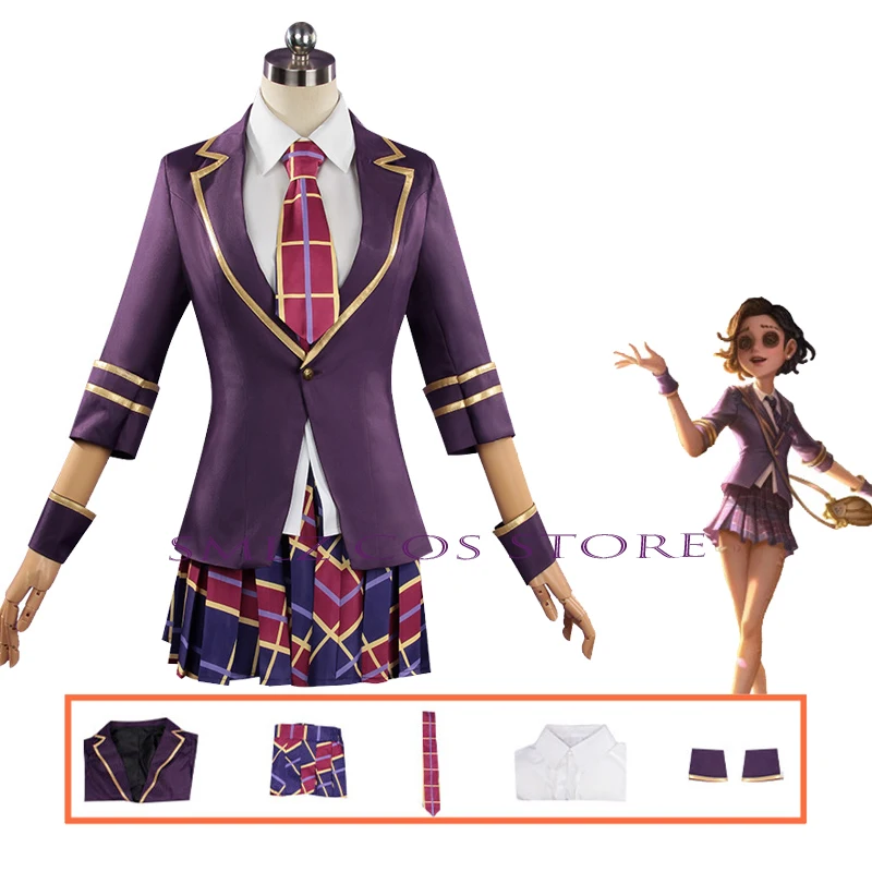 Margaretha Zelle Cosplay Game Identity ⅤCostume Female Dancer Purple JK Uniform Wig Set Halloween Party Role Outfit for Woman