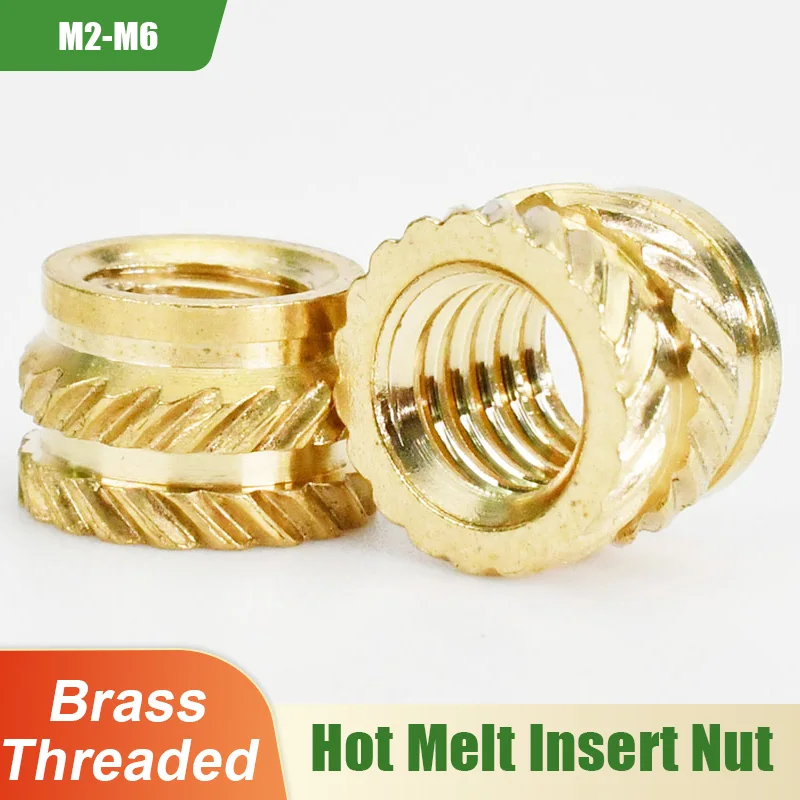 M2 M3 M4 M5 M6 Brass Insert Nuts Double Knurled Hot Melt Injection Embedded Heating Threaded Nut Inserts For 3D Printer Laptop