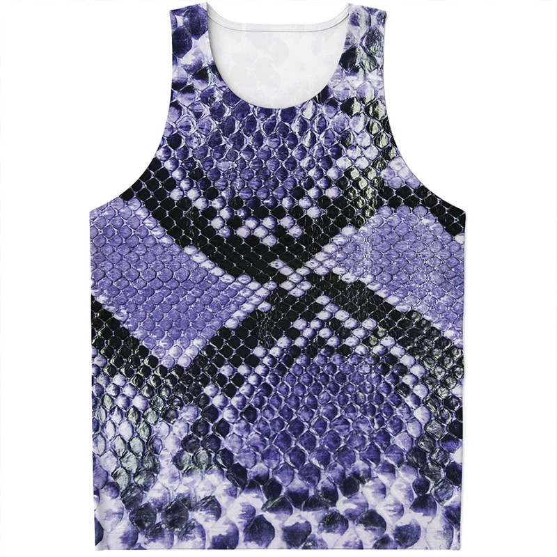 Personality Snake Skin Graphic Tank Tops Men Women Sleeveless Beach Vest 3D Printed Tee Shirt Tops Oversized Summer Streetwear