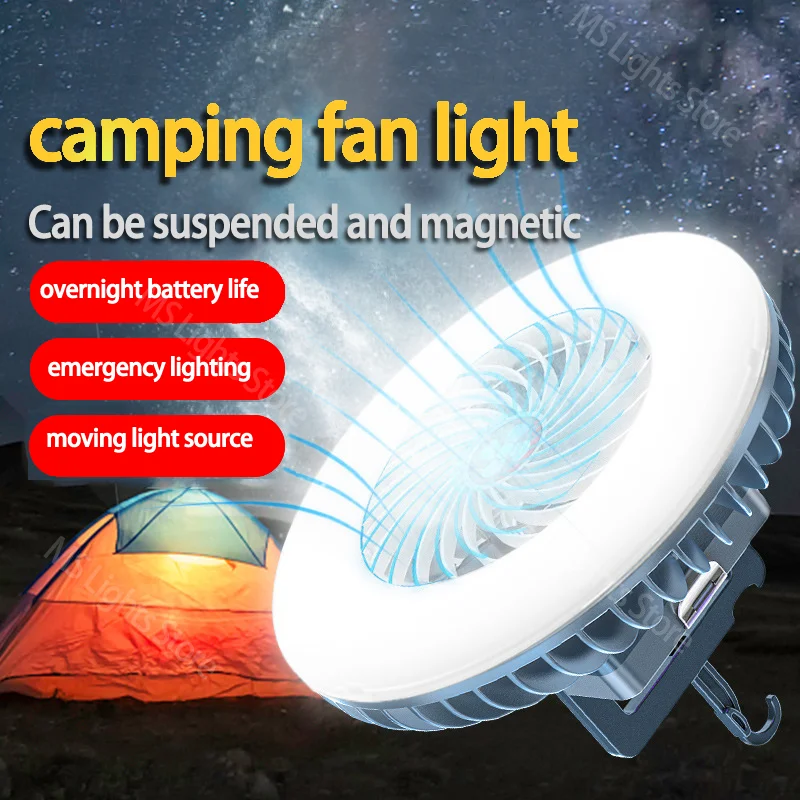 Imagem -04 - Portátil Magnetic Desk Lamp para Uso de Emergência Camping Iluminação Usb Charging Fan Outdoor Live Broadcast Iluminação Suplementar