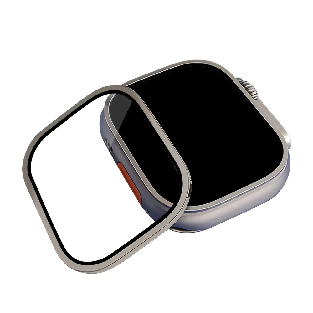 زجاج مقسى لساعة أبل الترا 49 ملم إطار معدني من التيتانيوم طبقة مضادة للخدش لملحقات واقي الشاشة السلسلة الترا 2 #3