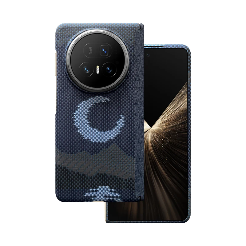 

For Honor MagicV5 Luxury Genuine Aramid Carbon Fiber Kevlar Case Leather Central Axis For Honor Magic V5 Magnetism Protect Cover