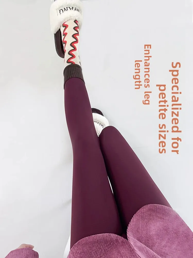 High Waist Thiened Fce Lined arkskin Yoga Pants Women's Autumn Winter Leg Slimming Pants Eighteen Inches Capri Trousers