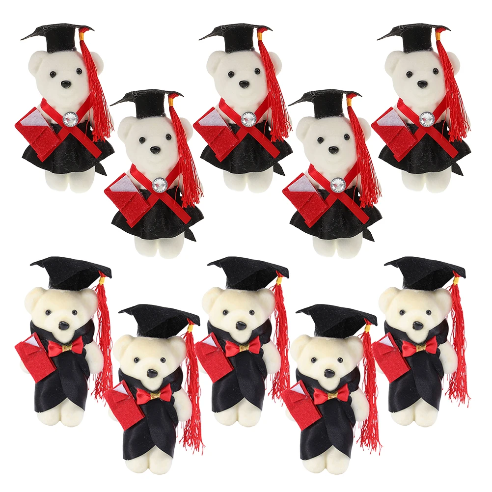 

10 Pcs Mini Graduation Bear Decoration Set Adorable Standing Graduate Bear Ornament Unique Creative Bouquet for Party Favor Gift