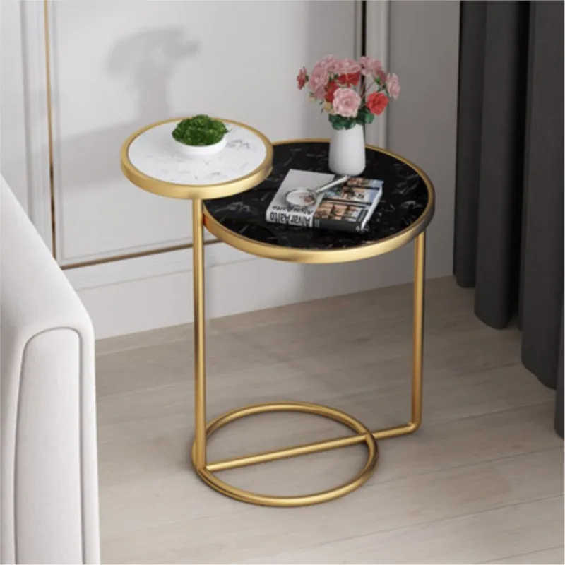 ArtisticLife Light Luxury Living Room Side Table Modern Minimalist Marble Double-layer Creative Small Coffee Table Free Shipping