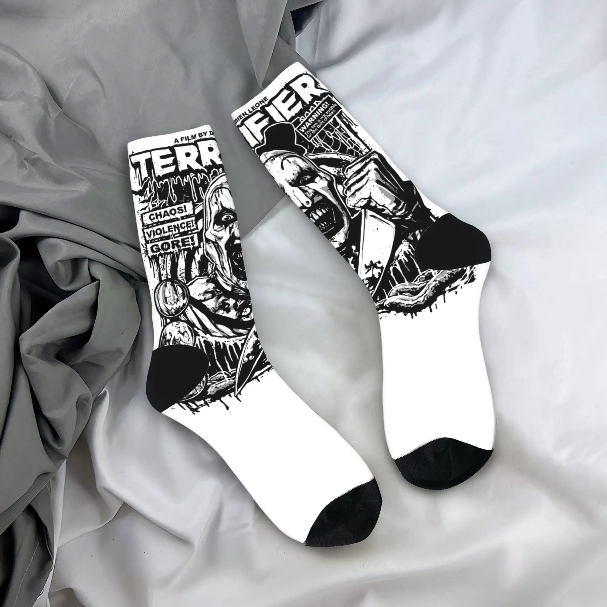 Winter Warm Crazy Design Unisex Terrifier Clown Horror Film Socks  Non-slip Soccer Socks