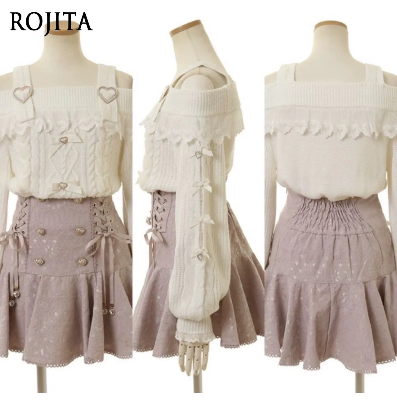 Autumn Sweater Suspender Off-shoulder Sweater Double Shoulder Strap Sexy Sweet Bow Sweater Japanese Lolita Style Sweaters