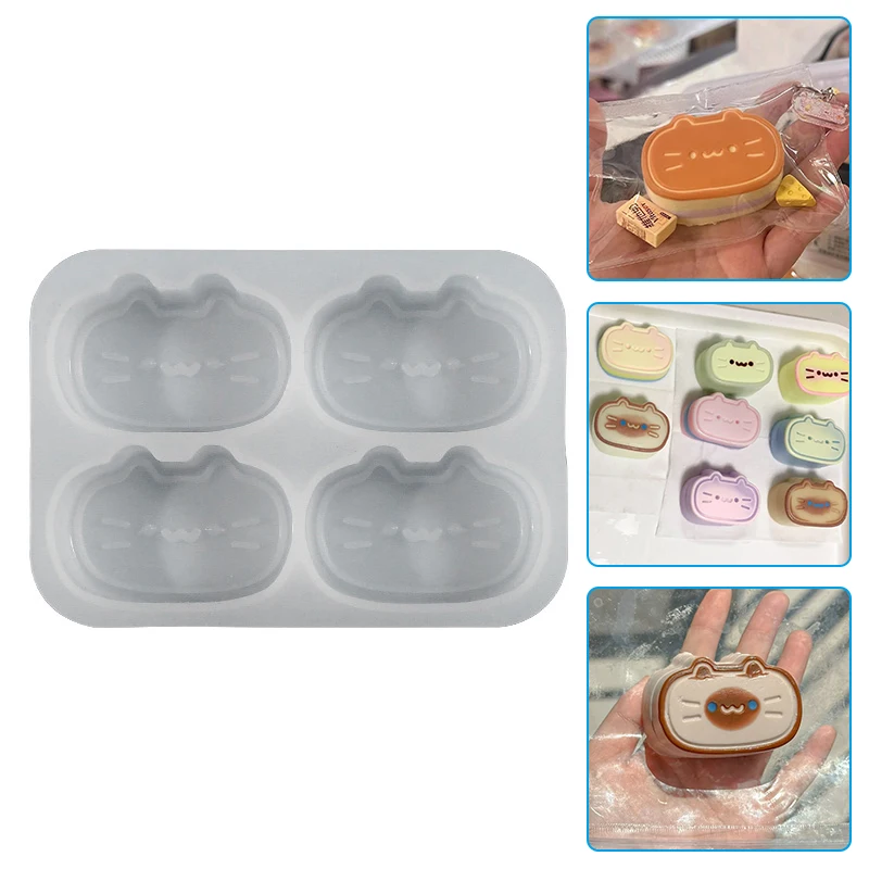 4 Grids Cute Cat Cheese Cake Silicone Mold DIY Chocolate Pastry Baking Mould Kitchen Cake Decorating Tool