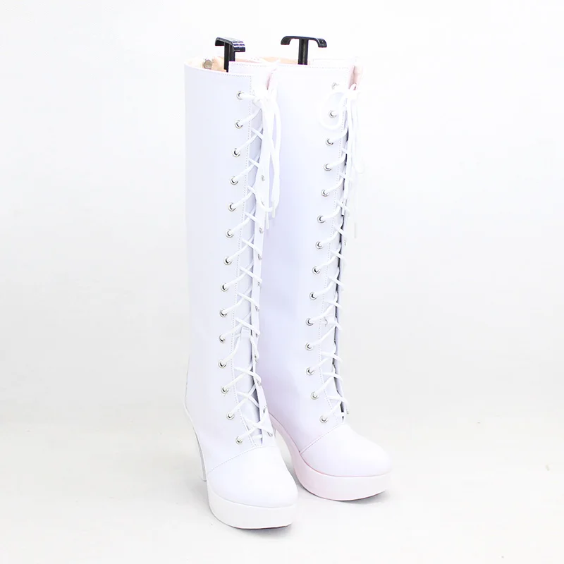 DATE A LIVE Tokisaki Kurumi Nightmare Cosplay Shoes Boots Anime Halloween  White PU Leather Shoes Custom made