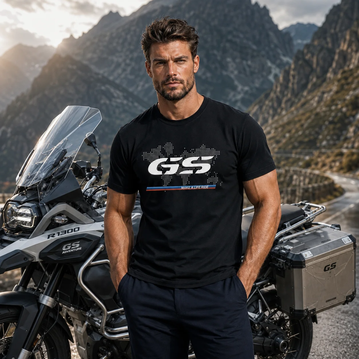 Summer New Hot Sale Motorrad R1250GS R1300GS ADV Motorcycle Fan Cotton T Shirt Men Street Casual Fashion Trendy Streetwear Top