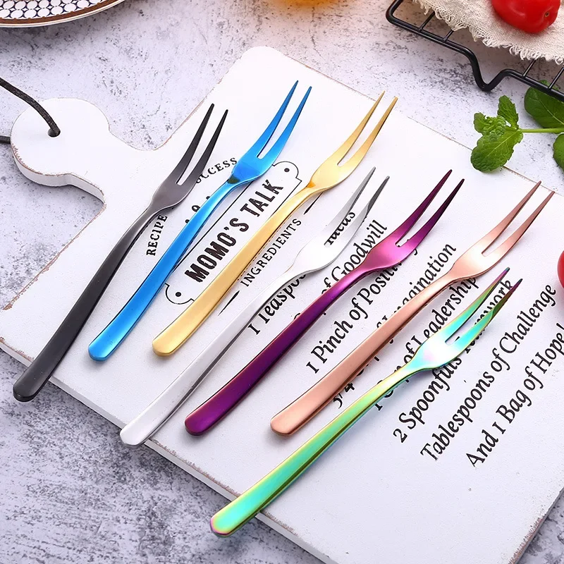 

6PCS Fruit Forks Mini Food Pick Children Kids Lunch Box Cocktail Stainless Steel Cake Dessert Sushi Snack Sticks Picker