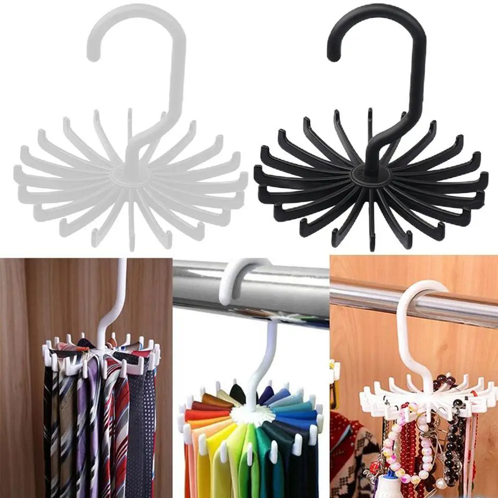 20 Claw 360 Degree Rotatable Tie Rack Scarf Organizer Hanger Belt Scarf Silk Multifunctional Rack Accessories Storage Holde P1e2