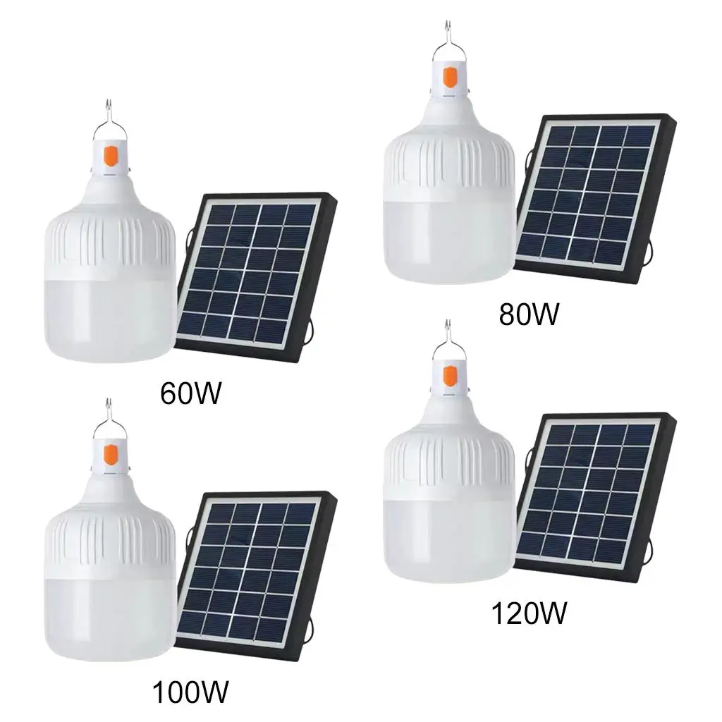 Portable Solar Light Bulb Outdoor Hanging LED Light Bulb Dimmable Solar Camping Bulb for Kitchen Patio Hiking Garden Tent