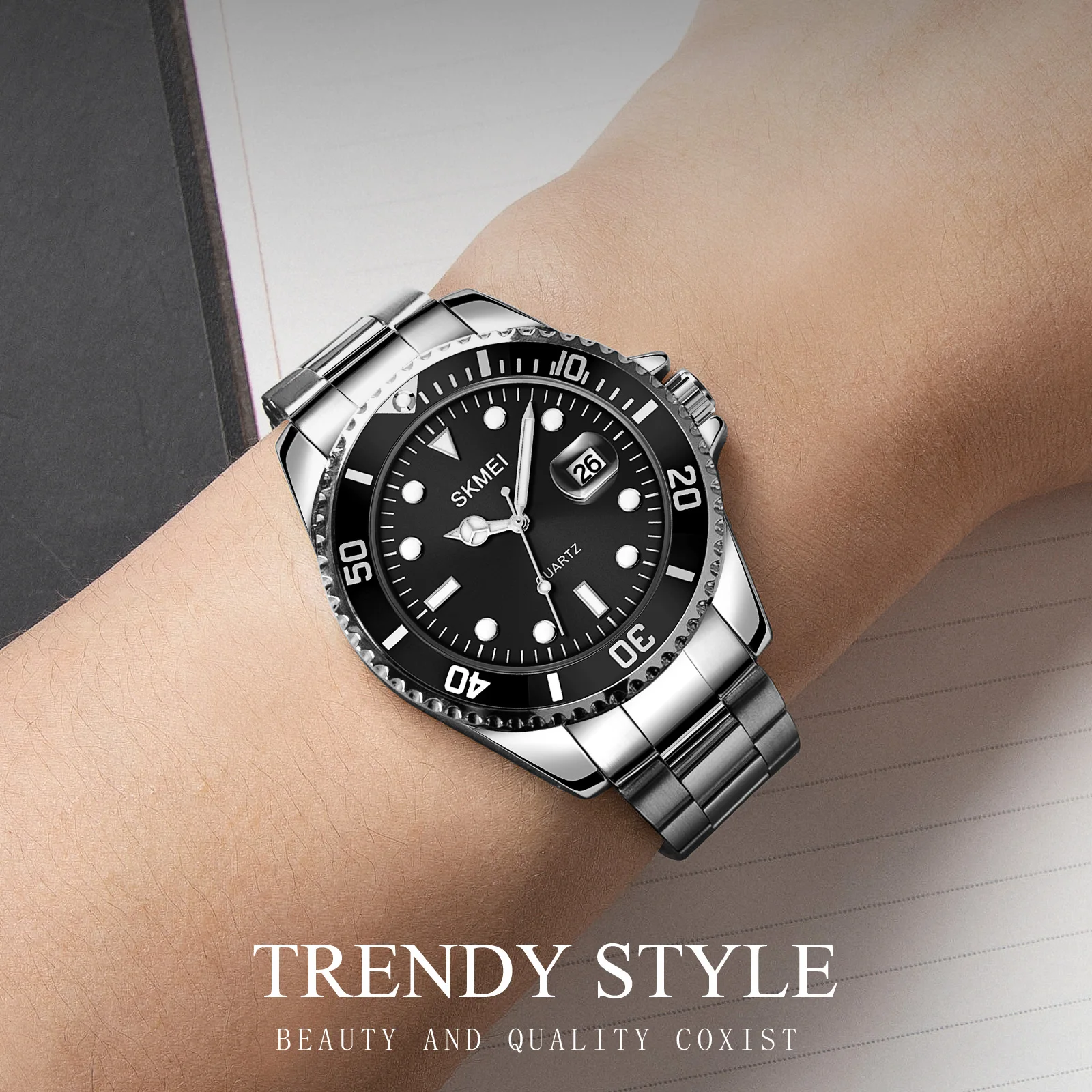 SKMEI Luxury Green Water Ghost Watch Multifunctional Glow Time Mark Water Drop Calendar Waterproof Men's Кварцевые часы 1779