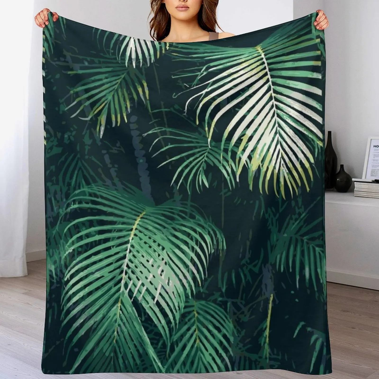 

Tropical Palm Leaves Throw Blanket Kid'S valentine gift ideas Loose Blankets