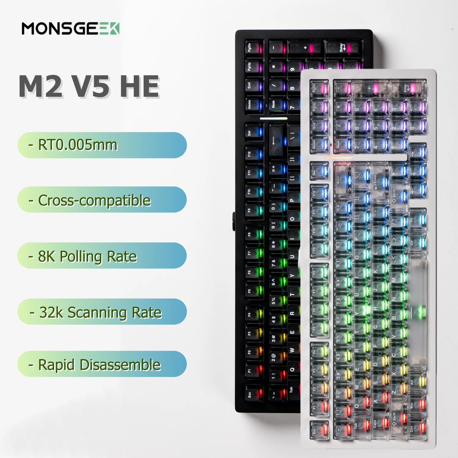 MonsGeek M2 V5 HE Keyboard 98 Keys ANSI Layout Magnetic Switch RT0.005mm 8K Polling Rate Custom Gaming Keyboard Aluminum Gasket