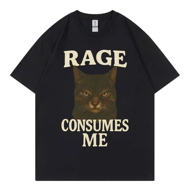 

Rage Consumes Me Funny Cat Meme Graphic T Shirts Men Women Clothing Gothic Fashion T-shirts Summer Casual Short Sleeve T-shirt