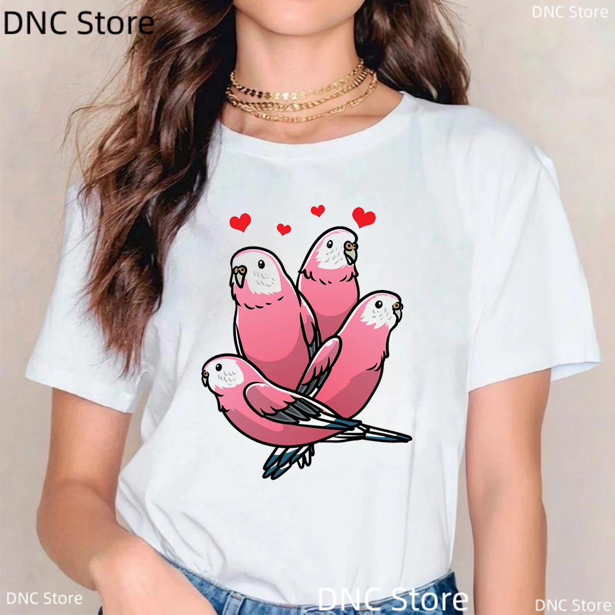 

Bourke'S Parrot Bird Lover Parakeet Pattern Print Tshirt Girls Harajuku Kawaii Bird Lover T Shirt Femme White Short Sleeve Tees