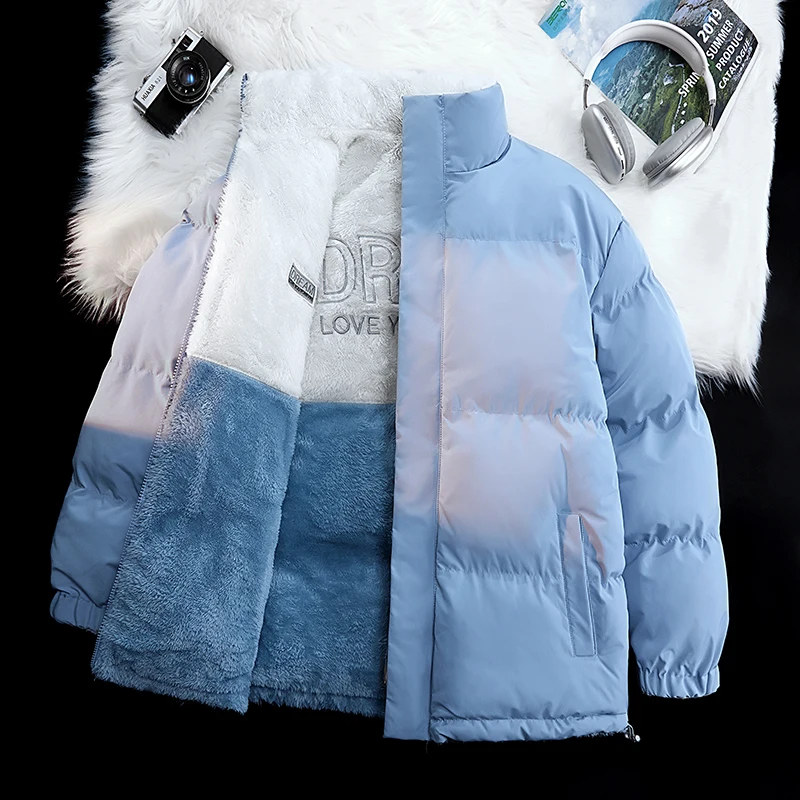 

Double-Sided Wear Winter Cotton Jaet Thiened Fce Lined Warm Lamb Velvet Stand Collar ex Couples Coat Outerwear