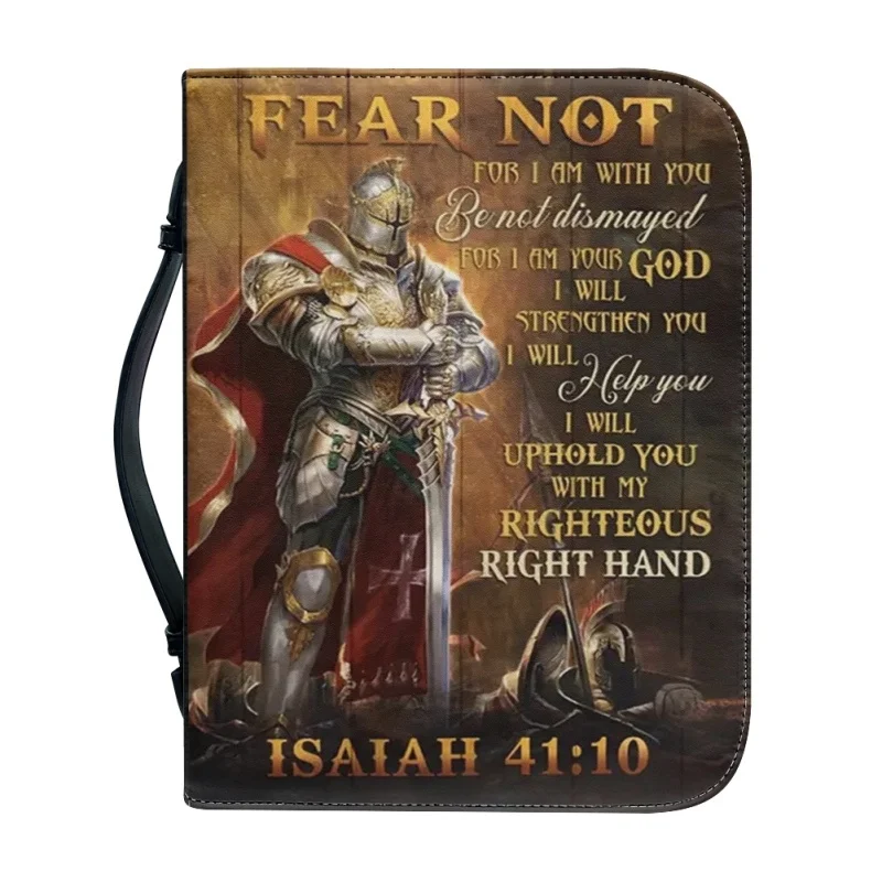 Fear Not Isaiah Warrior stampa personalizzata custodia per bibbia in chiesa borse in PU libro di studio scatole portaoggetti per le donne